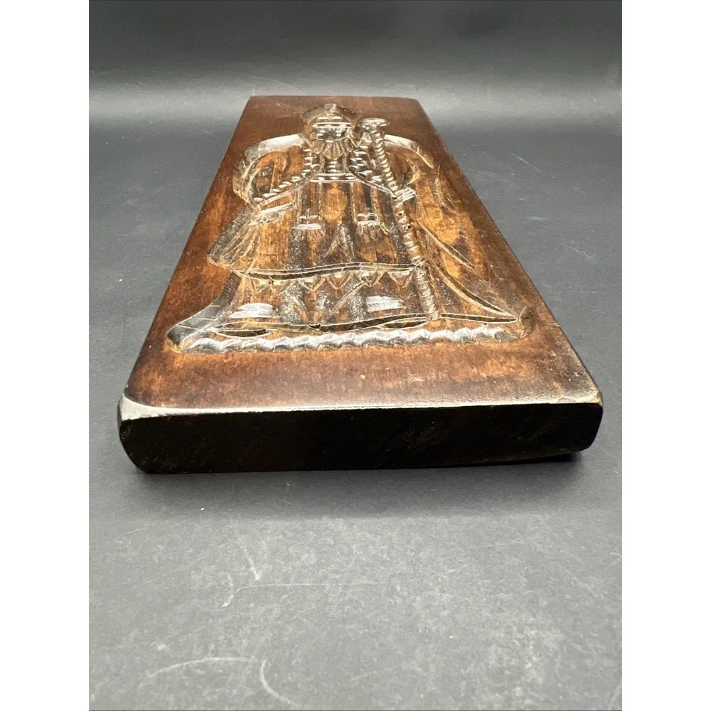 Vtg Wooden Speculaas Cookie Mold Saint Nicholas Sinterklaas GingerBread Board